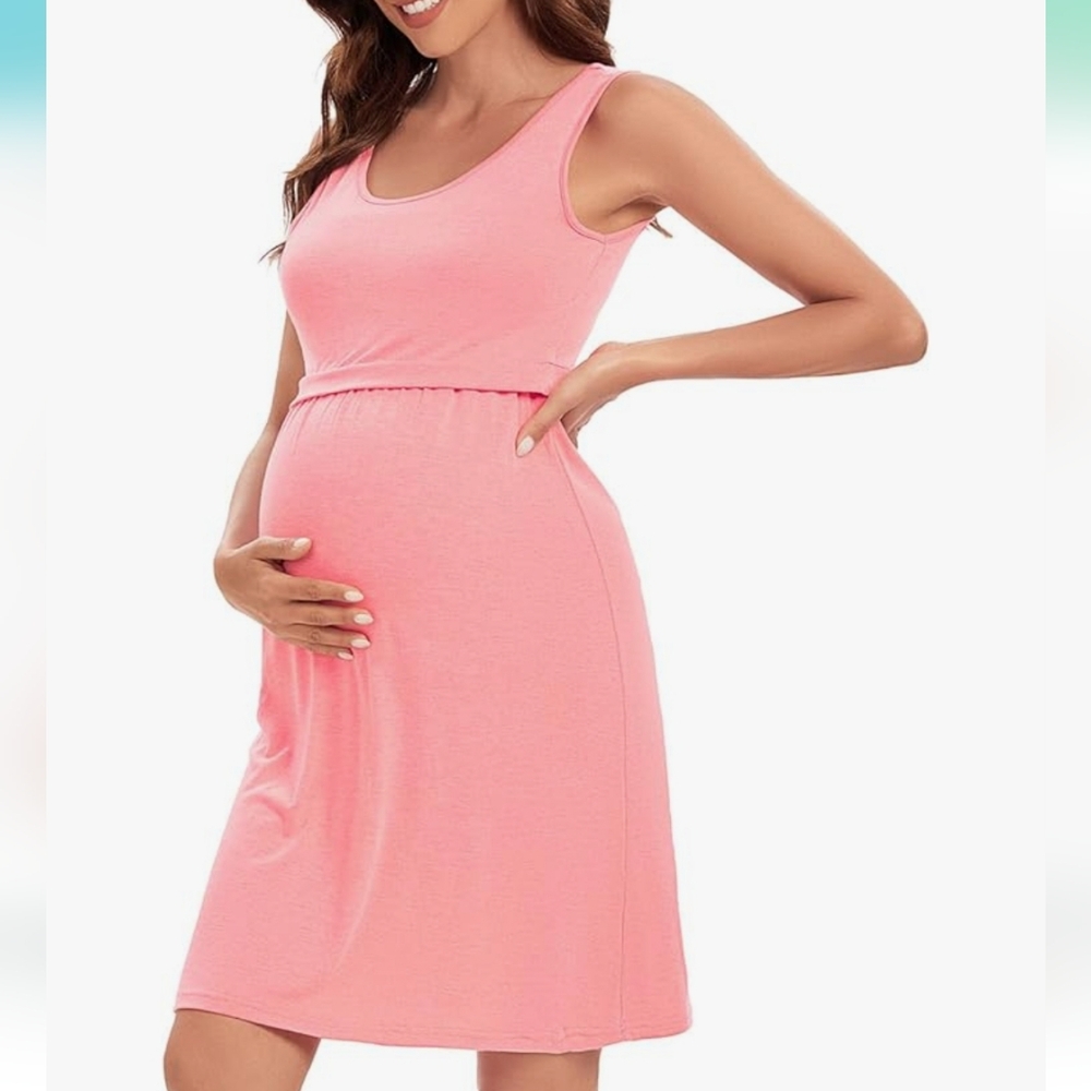 Sleeveless Casual Maternity and Nursing Dress, Large